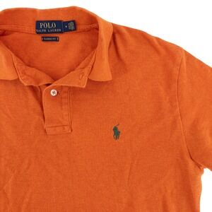Polo Ralph Lauren Men's M Classic Fit Orange Short Sleeve‎ Polo Shirt Green Pony